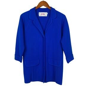 Vintage Lioabella Jacket Royal Blue Wool Longer Length 3/4 Sleeve Women's 8